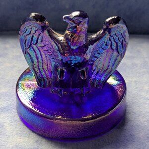 Fenton Cobalt Blue Carnival Glass Eagle Figurine - American Bicentennial